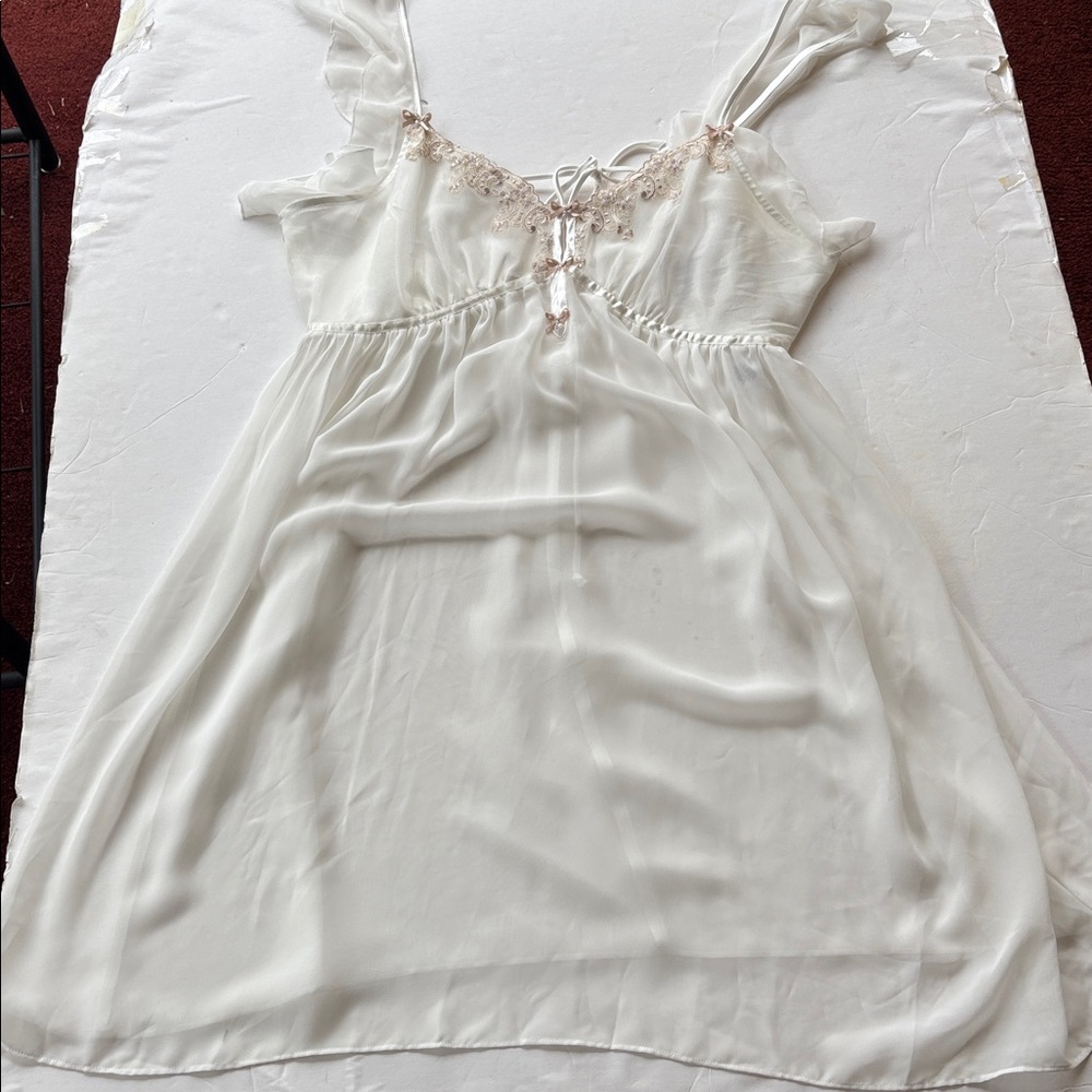 Vintage Y2K Princess Slip Dress White Renaissance Girly 90 L New Fairy Romantic - Picture 3 of 16